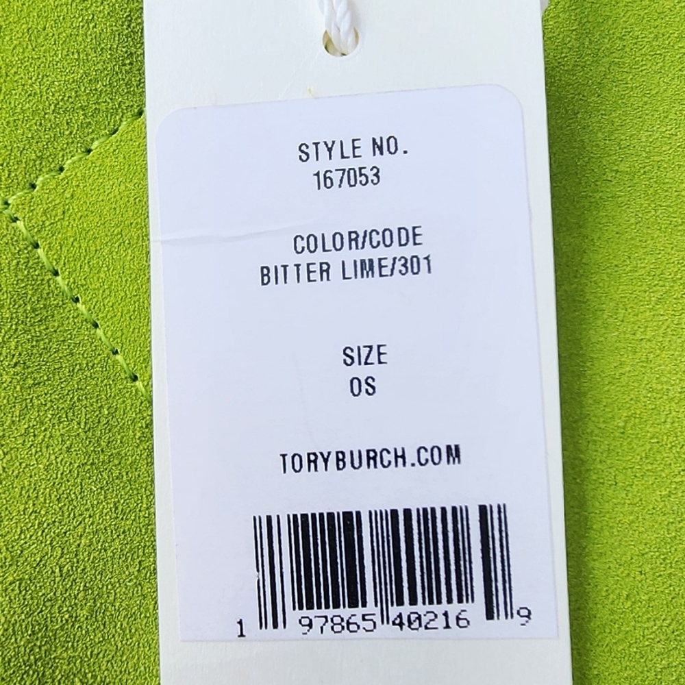 Tory Burch Kira Diamond Quilt Suede Small Shoulder Bag Handbag- Lime Green NWT - Picture 16 of 16